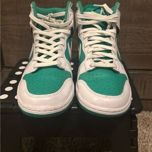 Nike Green and White High-Top Sneakers